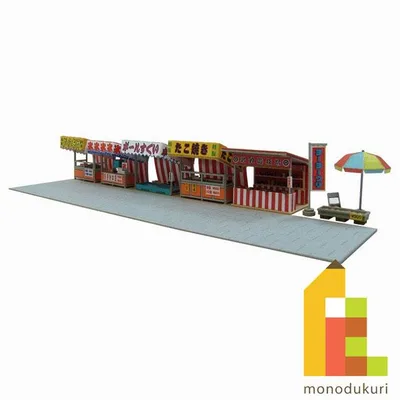 (ネコポス配送可)さんけい みにちゅあーとキット 1/150 なつかしのジオラマシリーズ (露店セットB) MP03-69(ペーパークラフト 模型 セット)