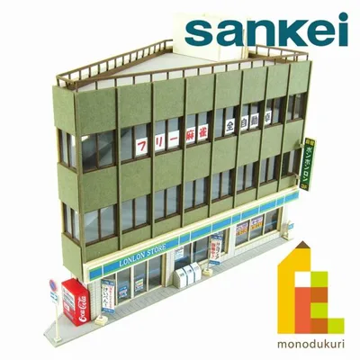 (ネコポス配送可) さんけい みにちゅあーとキット 1/150 なつかしのジオラマシリーズ (鋭角ビルA) MP03-84