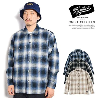 イーブルアクト シャツ EVILACT OMBLE CHECK LS メンズ 長袖 チェックシャツ オンブレチェック 送料無料 ストリート