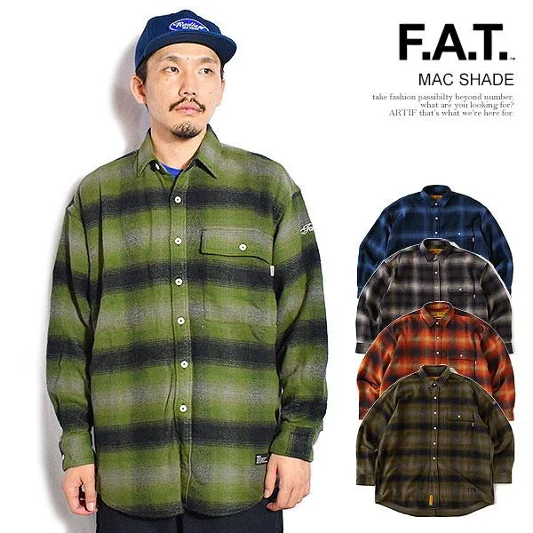エフエーティー シャツ FAT MAC SHADE メンズ 長袖 ネルシャツ チェックシャツ BIG MAC ビッグマック ビッグシルエット コラボ