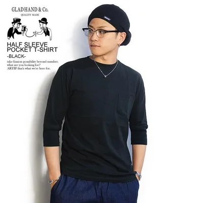 グラッドハンド Tシャツ GLAD HAND HALF SLEEVE POCKET T-SHIRT -BLACK-