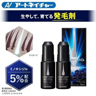 第1類医薬品 アートネイチャー 発毛剤 育毛剤 発毛促進 男性用 AGA ミノキシジル 5% 72mL 2本 抜け毛 予防 LABOMO ラボモ ヘアグロウ ミノキシ5 ネオ 超PayPay祭
