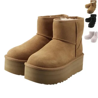 【並行輸入品】 UGG ムートンブーツ CLASSIC MINI PLATFORM クラシックミニ 厚底 5cmヒール ショートブーツ 1134991 0003