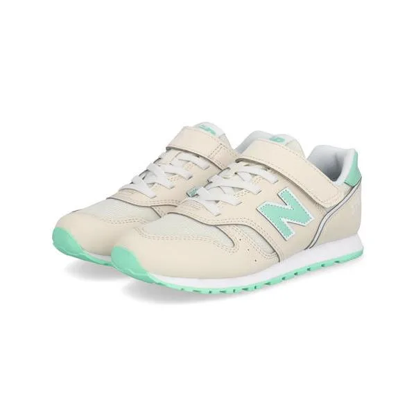 new balance ニューバランス Y373 軽量 細幅 キッズスニーカー 子供靴 ストラップシューズ 1本ベルト Y37314C ベージュ/グリーン