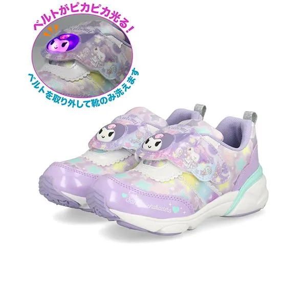 SANRIO サンリオ 光る靴 甲ベルトを外して洗える クロミ KUROMI キッズ ライトアップシューズ 子供靴 スニーカー ワンベルト SA C040LE パープル