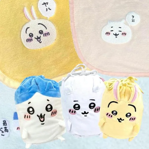 ちいかわ ひざ掛け ブランケット マスコット巾着付き ふわふわ ちいかわ ハチワレ うさぎ 毛布 クォーターケット 70×100cm キャラクター 丸眞