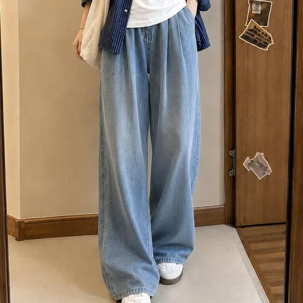 【在庫処分・激安】ワイドパンツ レディース ジーンズ テンセル デニム ウエストゴム お出かけ 特価 カジュアル 通勤 通学 ボトムズ 秋