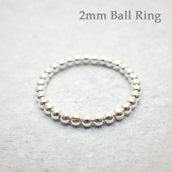 リング レディース シルバー925 指輪 ボールリング 2mm 金属アレルギー対応 華奢 シンプル 重ね付け 細身 シルバーリング 7号 9号 11号 13号 15号 プレゼント