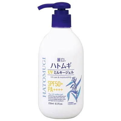 熊野油脂 麗白 ハトムギ UV ミルキージェル SPF50+ PA++++ ポンプタイプ 250ml
