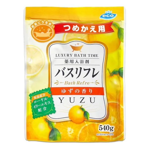 ライオンケミカル バスリフレ 薬用 入浴剤 つめかえ用 ゆずの香り 540g