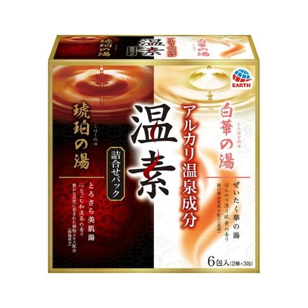 Earth Pharmaceutical Onso Kohaku no Yu & Hakuka no Yu Assortment Pack 6 แพ็ค (อย่างละ 3 แพ็ค) (อ่างอาบน้ำ, เกลืออาบน้ำ, ประเภทอ่างน้ำร้อน)