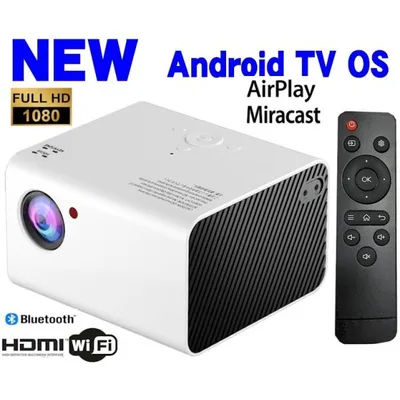 プロジェクター 小型 最新 Android TV OS搭載 天井 スマホ iPhone 短焦点投射 リアルフルHD 1080P Wi-Fi Bluetooth HDMI 業務用 家庭用