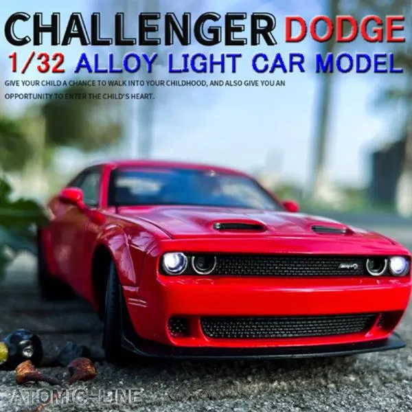 ダッジ チャレンジャー SRT 1/32 ミニカー 全3色 ライト点灯 合金モデル 模型 ジオラマ