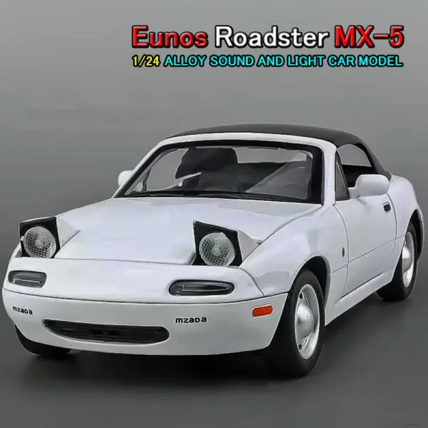 MAZDA ユーノス ロードスター 1/24 ミニカー 全3色 ライト点灯 エンジンサウンド 合金モデル MX-5 模型 ジオラマ