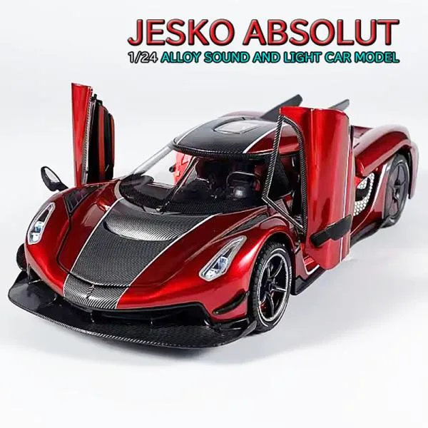 ケーニグセグ JESKO アブソリュート 1/24 ミニカー 全3色 ライト点灯 エンジンサウンド 合金モデル 模型 ジオラマ
