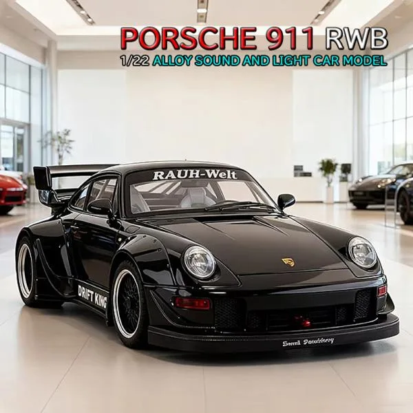 ポルシェ 911 RWB 993 ミニカー 1/22 全4色 ライト点灯 エンジンサウンド 合金モデル 模型 ジオラマ