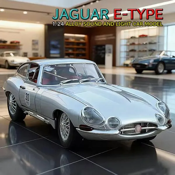 ジャガー E-TYPE ミニカー 1/24 全4色 ライト点灯 エンジンサウンド 合金モデル 模型 ジオラマ