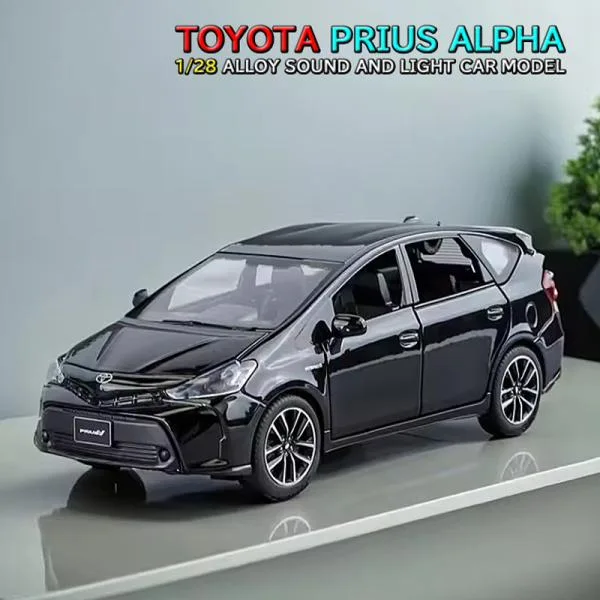 TOYOTA プリウスα 1/28 ミニカー 全3色 ライト点灯 エンジンサウンド 合金モデル 模型 ジオラマ