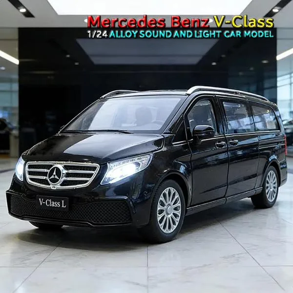 メルセデス ベンツ V-CLASS ミニカー 1/24 全2色 ライト点灯 エンジンサウンド 合金モデル ジオラマ