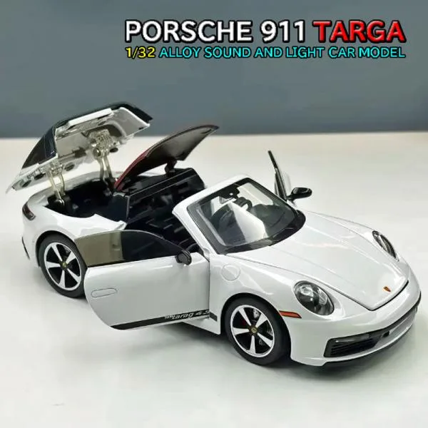 ポルシェ 911 Targa 4S ミニカー 1/32 ライト点灯 オープンギミック 合金モデル 模型 ジオラマ