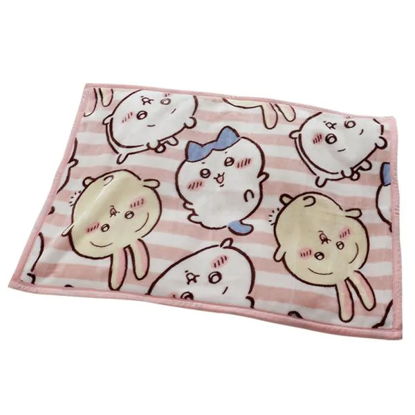 ひざ掛け ちいかわ ハチワレ うさぎ ストライプ ブランケット かわいい あったか ひざかけ お昼寝ケット 70×100cm 膝掛 もうふ ポイント利用