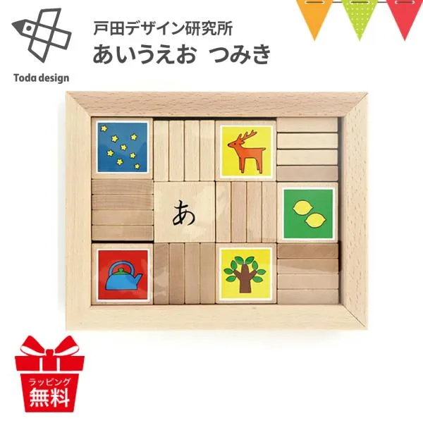 戸田デザイン研究室 あいうえお つみき|かな積み木 積み木 知育玩具 ひらがな 絵本 ことば学習 入園祝い ※T0Y
