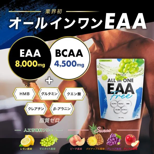 アンビーク EAA オールインワン 620g BCAA アミノ酸 サプリ 無添加 AMBIQUE 国産 脂質ゼロ 筋トレ グルタミン hmb 男性 女性 8フレーバー