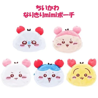 ちいかわ なりきりmimiポーチ コミックシーン ちいかわ ハチワレ うさぎ モモンガ 古本屋 ヘアクリップ ポーチ サンスター文具 小物入れ 代引不可商品