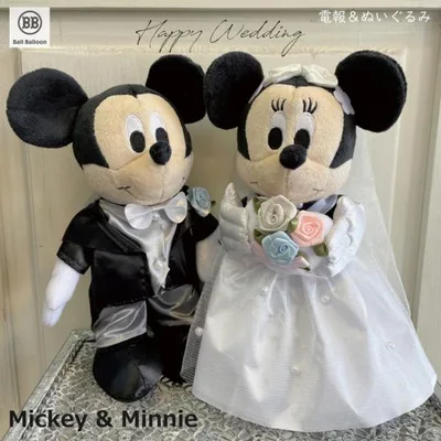 ぬいぐるみ電報 結婚式 入籍祝い ディズニー ミッキー&ミニーのウェディング ぬいぐるみ 祝電 ウェルカムドールにも