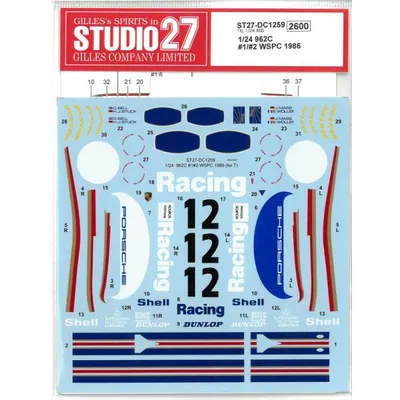 1/24 ポルシェ 962C Rothmans #1/2 WSPC 1986 スタジオ27 水転写式デカール ST27-DC1259