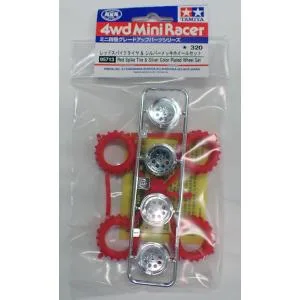ミニ四駆 レッドスパイクタイヤ & シルバーメッキホイールセット タミヤ ミニ四駆特別企画 ITEM95713