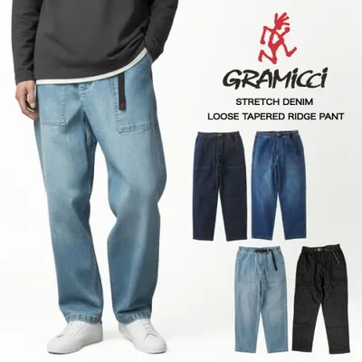 Gramicci グラミチ ストレッチデニムルーズテーパードリッジパンツ イージーパンツ デニムパンツ ジーンズ ジーパン GUP6-SJP009 裾上げ不可