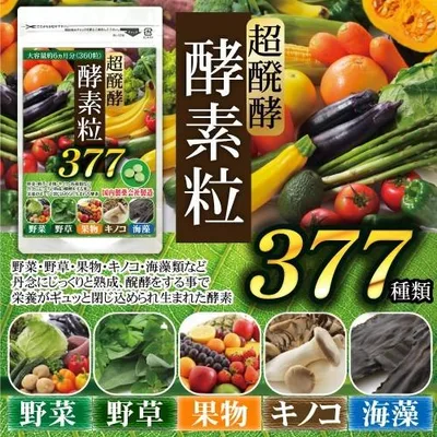 酵素 サプリ (大容量約6ヵ月分/360粒)サプリメント 野草酵素 送料無料 酵素粒377 お得 お買い得 ダイエット
