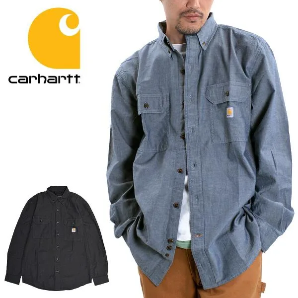 【並行輸入品】Carhartt カーハート 長袖シャツ メンズ ボタンダウン ワークシャツ 秋冬 シャンブレー 104368 USAモデル