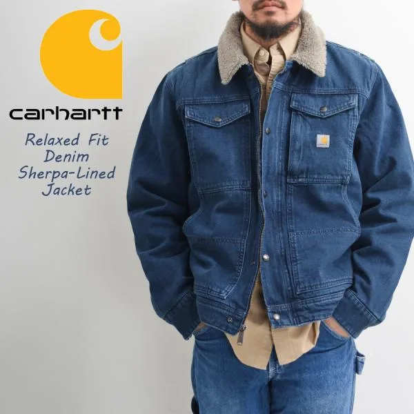 【並行輸入品】Carhartt カーハート デニム ジャケット シェルパ メンズ アウター Gジャン 秋冬 裏ボア リラックスフィット 大きいサイズ 106323