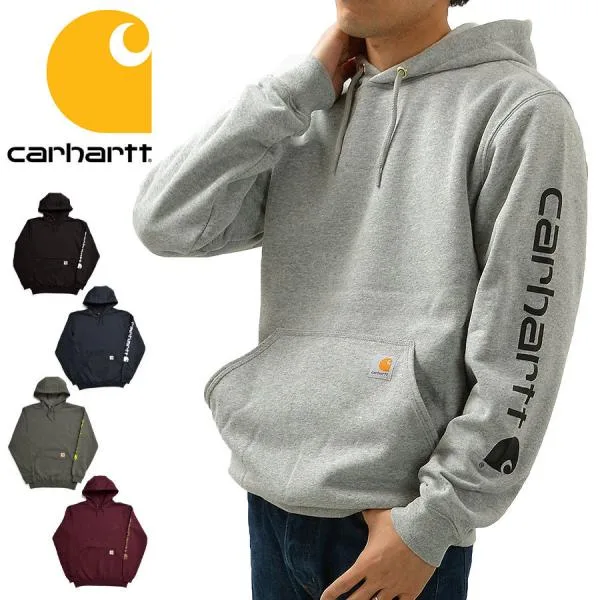 【並行輸入品】カーハート Carhartt パーカー メンズ 袖ロゴ スリーブロゴ プリント プルオーバー K288 大きいサイズ USモデル 裏起毛
