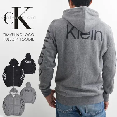【並行輸入品】カルバンクライン Calvin Kleint パーカー メンズ ジップパーカー フルジップ ジップアップパーカー 裏起毛 40DC414 大きめロゴ 袖ロゴ