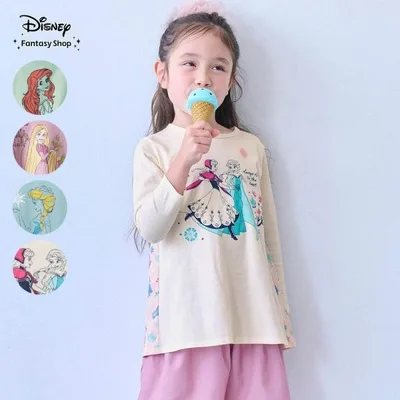 プルオーバー 長袖 子供 キッズ ガールズ 女の子 切り替え Disney ディズニー キャラクター かわいい 通学 おしゃれ