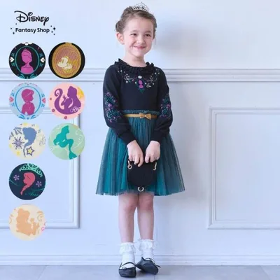 ワンピース 女の子 ドッキングワンピース ワンピ ドレス キッズ ジュニア 子供服 エルサ ラプンツェル Disney ディズニー 長袖 チュール おしゃれ ハロウィン
