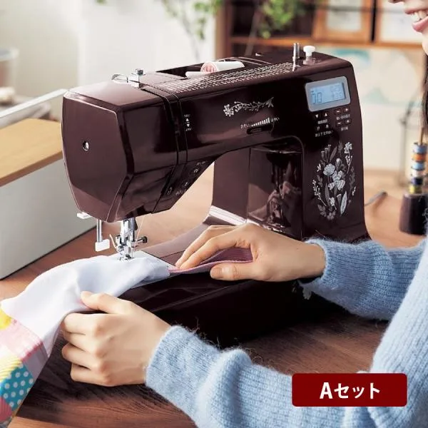 ミシン コンピューターミシン 家電 生活家電 Aセット 文字縫い 刺繍 絵文字 フラワー柄 裁縫 シンプル ソーイング 入学準備 入園入学 通園通学 セット