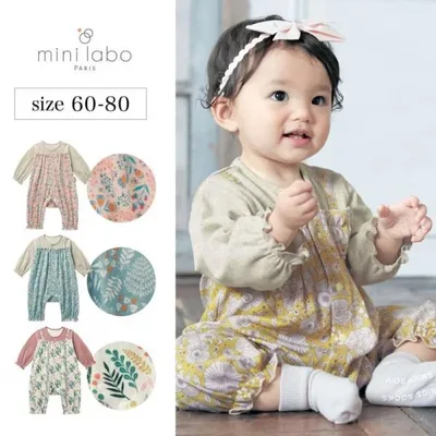 ロンパース つなぎ 赤ちゃん ベビー ベビー服 ベビー用品 女の子 秋 冬 長袖 レイヤード風 ミニラボ 60 70 80 おしゃれ シンプル