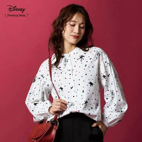 ブラウス レディース 長袖 トップス レディースブラウス レディーストップス ディズニー Disney キャラクター 101匹わんちゃん クルエラ おしゃれ ハロウィン