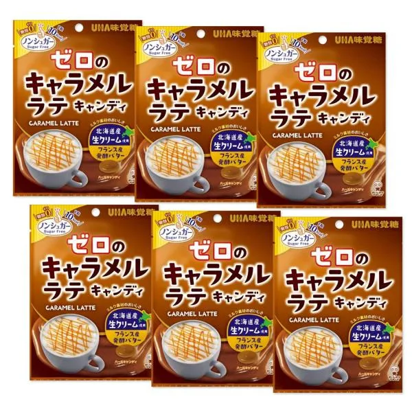 6個セット UHA味覚糖 ゼロのキャラメルラテキャンディ 81g