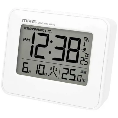 ノア精密 マグ T799WHZ 目覚まし時計 MAG デジタル 電波時計 ホワイトMAG