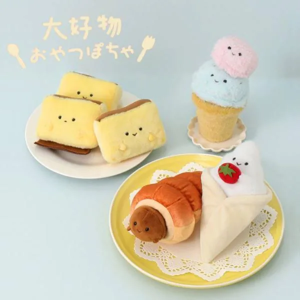 ぬいぐるみ マスコット 人形 かわいい ふわふわ クレープ チョココロネ アイス カステラ スイーツ 食べ物 モチーフ グッズ 子供 プレゼント 大好物おやつぽちゃ