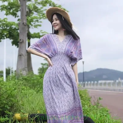 リゾートワンピース レディース サマードレス ロング マキシ丈ワンピース バックシャン Aライン 水着の上に着る服 ハワイ 20代 30代 40代