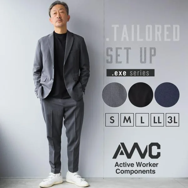 セットアップ メンズ スーツ カジュアルスーツ ストレッチ ブランド ビジネス AWC 洗える ウォッシャブル 裾上げ済 オールシーズン 30代 40代 50代 爆買