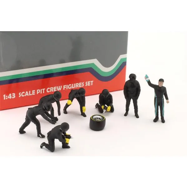 アメリカン ジオラマ 1/43 ピットクルー セットIII ブラック フィギア 7体セット American Diorama Pit Crew Metal Figures Set