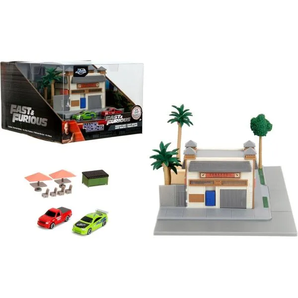 JADA TOYS ナノ ワイルドスピード トレット マーケット & カフェ ジオラマ フォード F-150 / 三菱 エクリプス Fast & Furious ミニカー