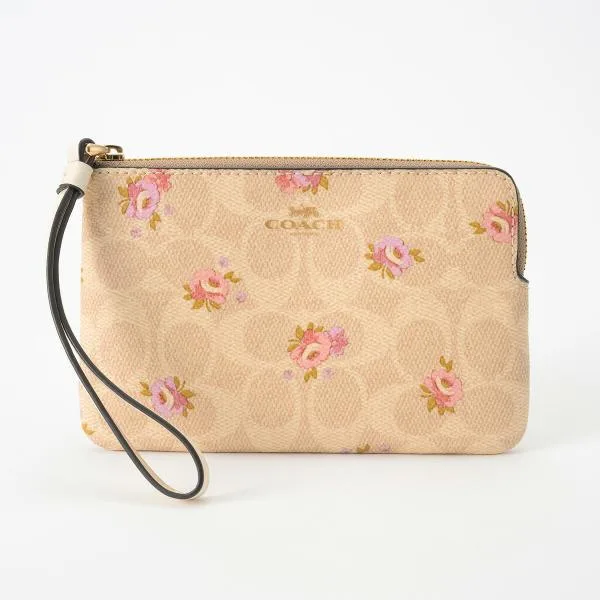 Parallel Import Coach Pouch COACH Signature Flower Print CAR20 IMSAS Ladies Beige